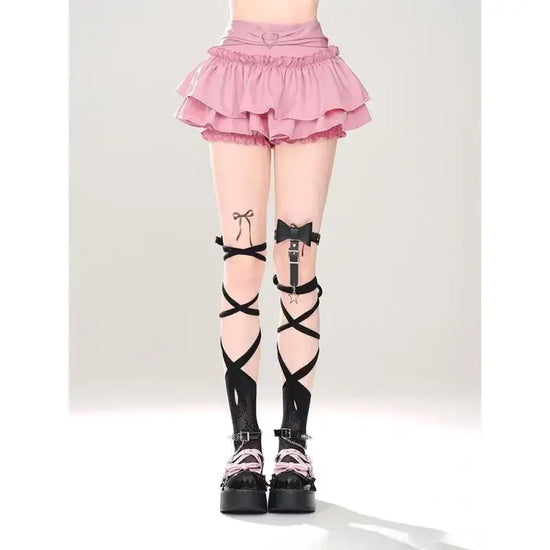 Pink A- line Mini Skirt Women's Summer 2024 New Style Puffy Slimming Cake Skirt A- line Pleated Dress Lightweight Fashion - Tasawoq
