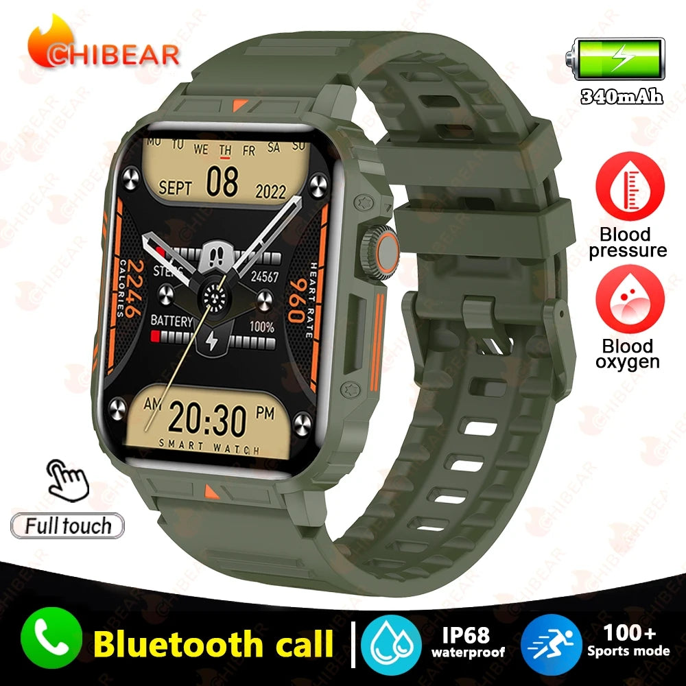 Military Outdoor GPS Sports Smart Watch Men 1.95 inch Heart Rate Blood Oxygen Bluetooth Call SmartWatches Men's For Android IOS - Tasawoq