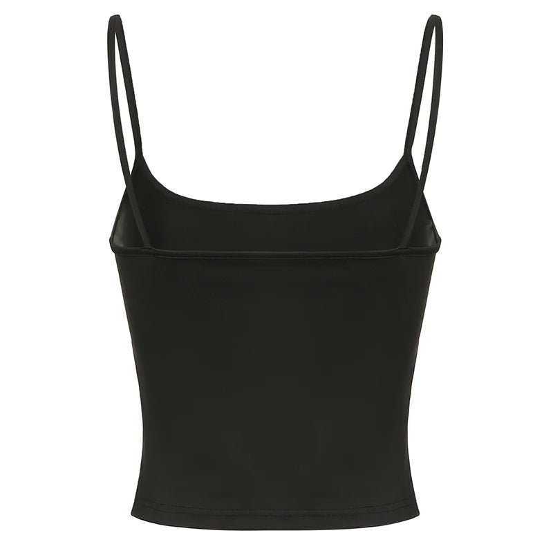 CIBBAR Basic Solid Camis Summer Casual Sleeveless Spaghetti Strap Top Women Harajuku All-match Cropped Tops y2k Vintage Clothing - Tasawoq