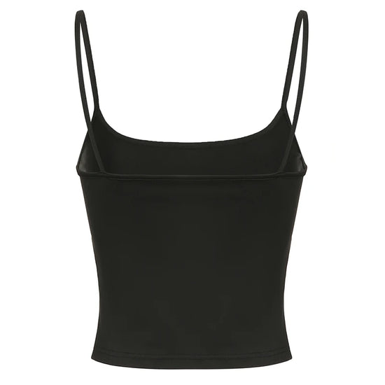 CIBBAR Basic Solid Camis Summer Casual Sleeveless Spaghetti Strap Top Women Harajuku All-match Cropped Tops y2k Vintage Clothing - Tasawoq