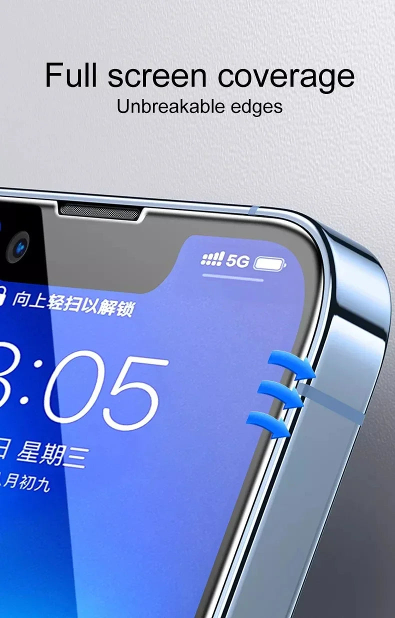 1-5PCS 9D Screen Protector Tempered Glass for IPhone 15 14 13 16 12 11 Pro Max Protective Glass for IPhone X XR XS Max 7 14 Plus