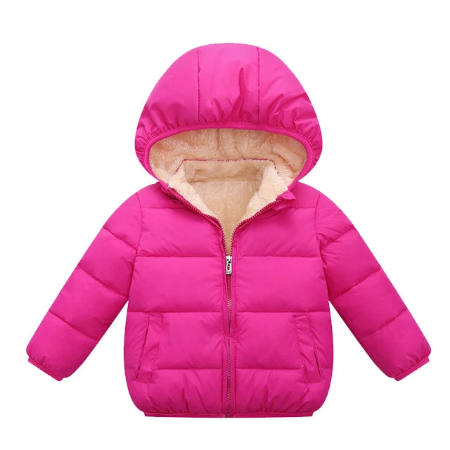 Baby Children Coats Winter Thick Jackets For Boys Warm Plush Thicken Outerwear For Girls Fur Hooded Jacket Kids Clothes Snowsuit - Tasawoq