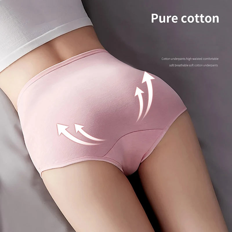4PCS High Waist Cotton Panties Women Body Shaper Underwear Plus Size M-5XL Fashion Girls Briefs Seamless Sexy Female Lingerie - Tasawoq