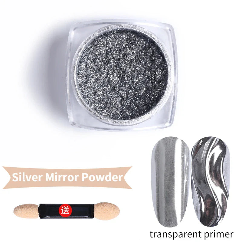 Nail Art Mirror Glitter Powder Rose Gold Silver Metallic Effect Nail Glitters For Nails UV Gel Polish Nails Chrome Pigment Decor - Tasawoq