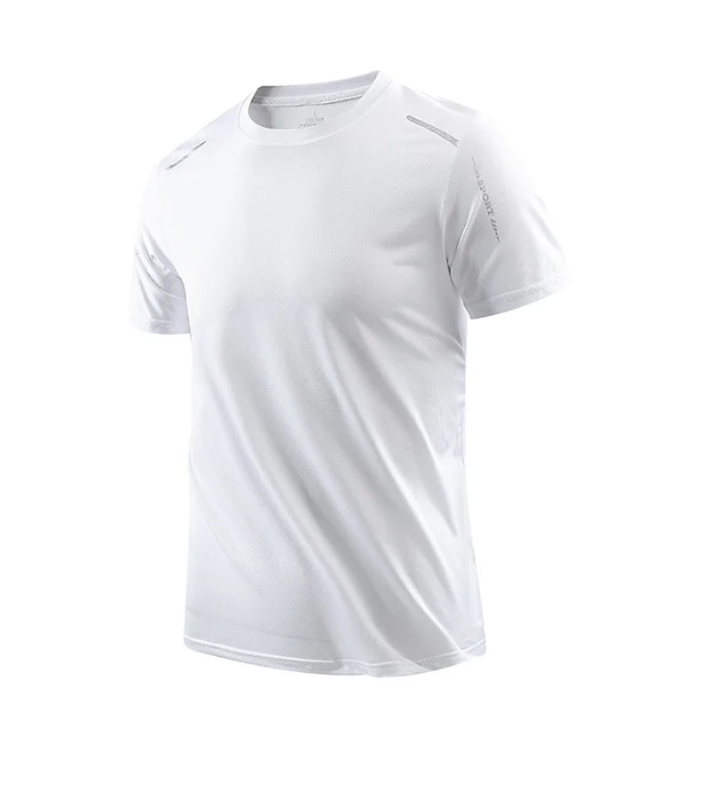 CHRLCK Men's Running Quick Drying T-shirts Breathable Hiking Fishing Tees Soft Elasticity Outdoor Sports Short Shirt Summer - Tasawoq