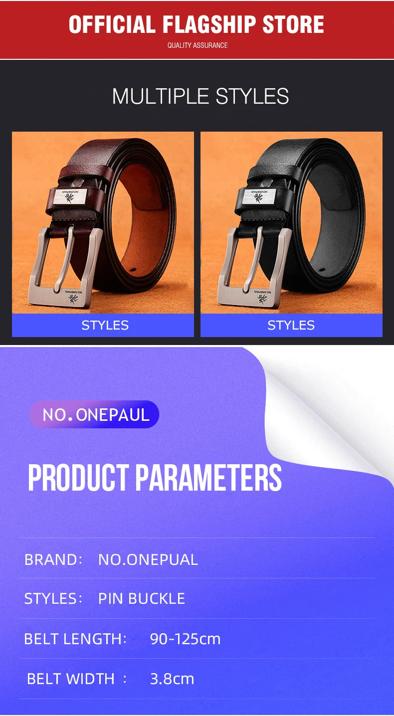 New Trend Men's High Quality Buckle Jeans Cowhide Casual Belt Business Denim Belt Men's Fashion Designer - Tasawoq