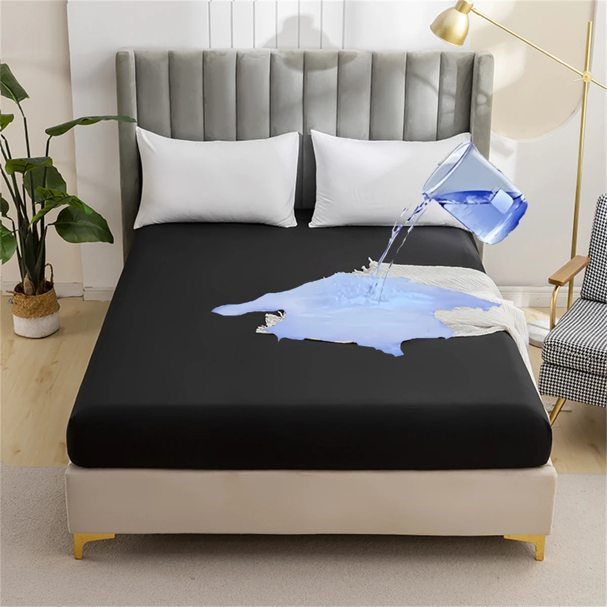 Kuup Safe Waterproof Mattress Protector Soft Comfortable Breathable Solid Color Fitted Bedding Cover No Pillowcases Included - Tasawoq