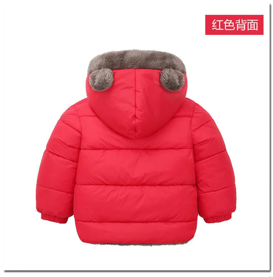 Baby Boys Girls Jacket Hooded Cotton Outerwear Children's Thick Fleece Coat Cashmere Padded Jackets Winter Boys Girls Warm Coats - Tasawoq