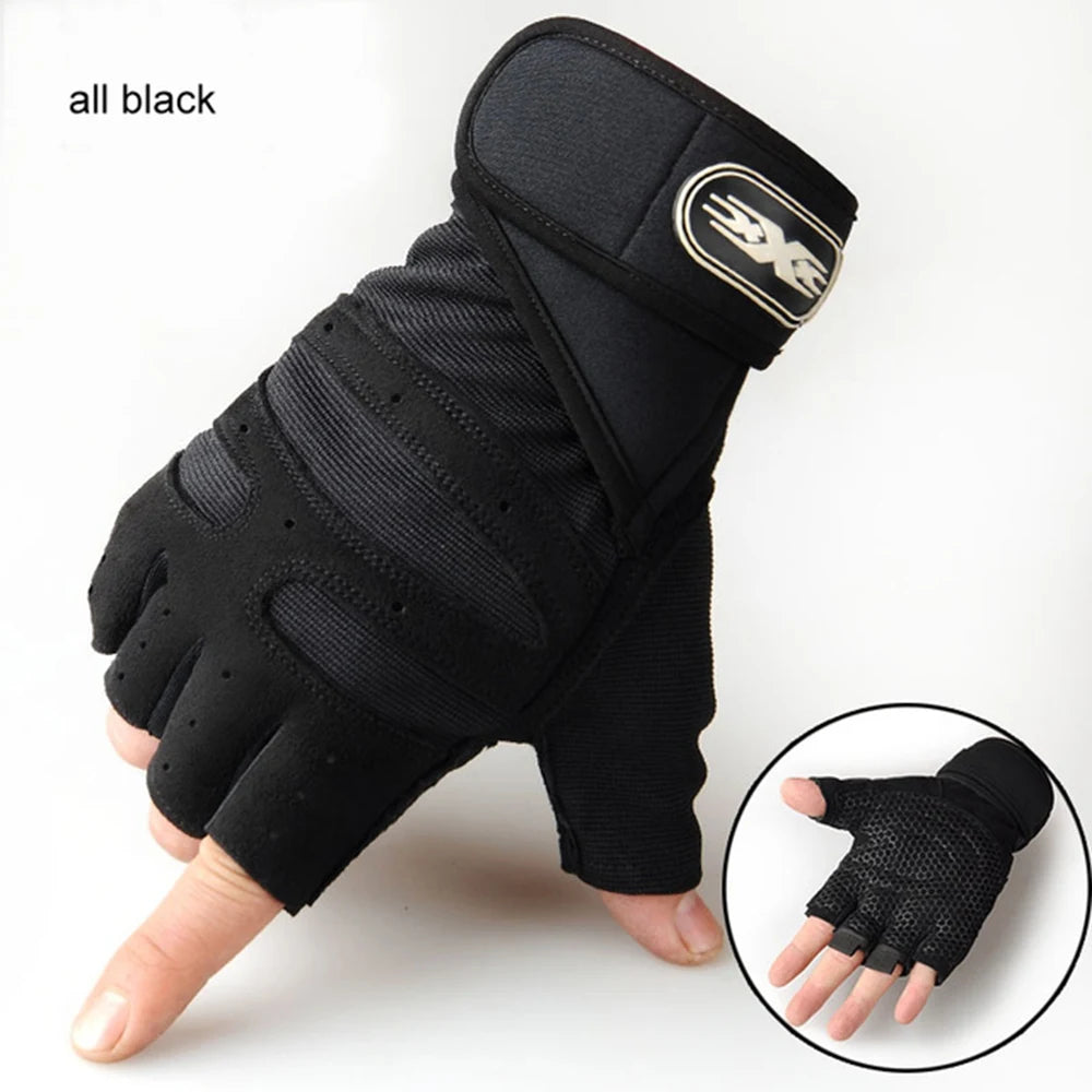 Workout Gloves for Men Women Half Finger Glove with Wrist Wrap for Sport Weight Lifting Training Bicycle Motorcyclist Gym Glove - Tasawoq