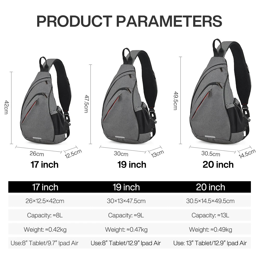 Mixi Men One Shoulder Backpack Women Sling Bag Crossbody USB Boys Cycling Sports Travel Versatile Fashion Bag Student School - Tasawoq