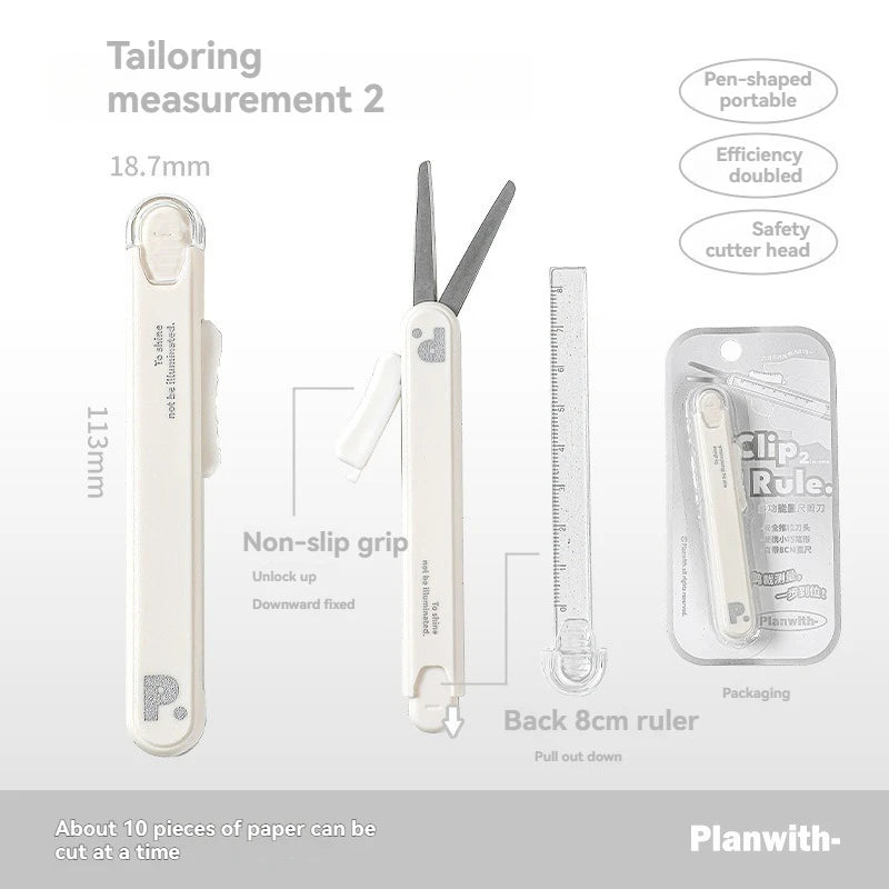 1pc Mini Portable Scissors Paper Cutter Knife 2 In 1 Multifunctional Pocket Pen Shape Scrapbooking Carving Cutting Art Tools