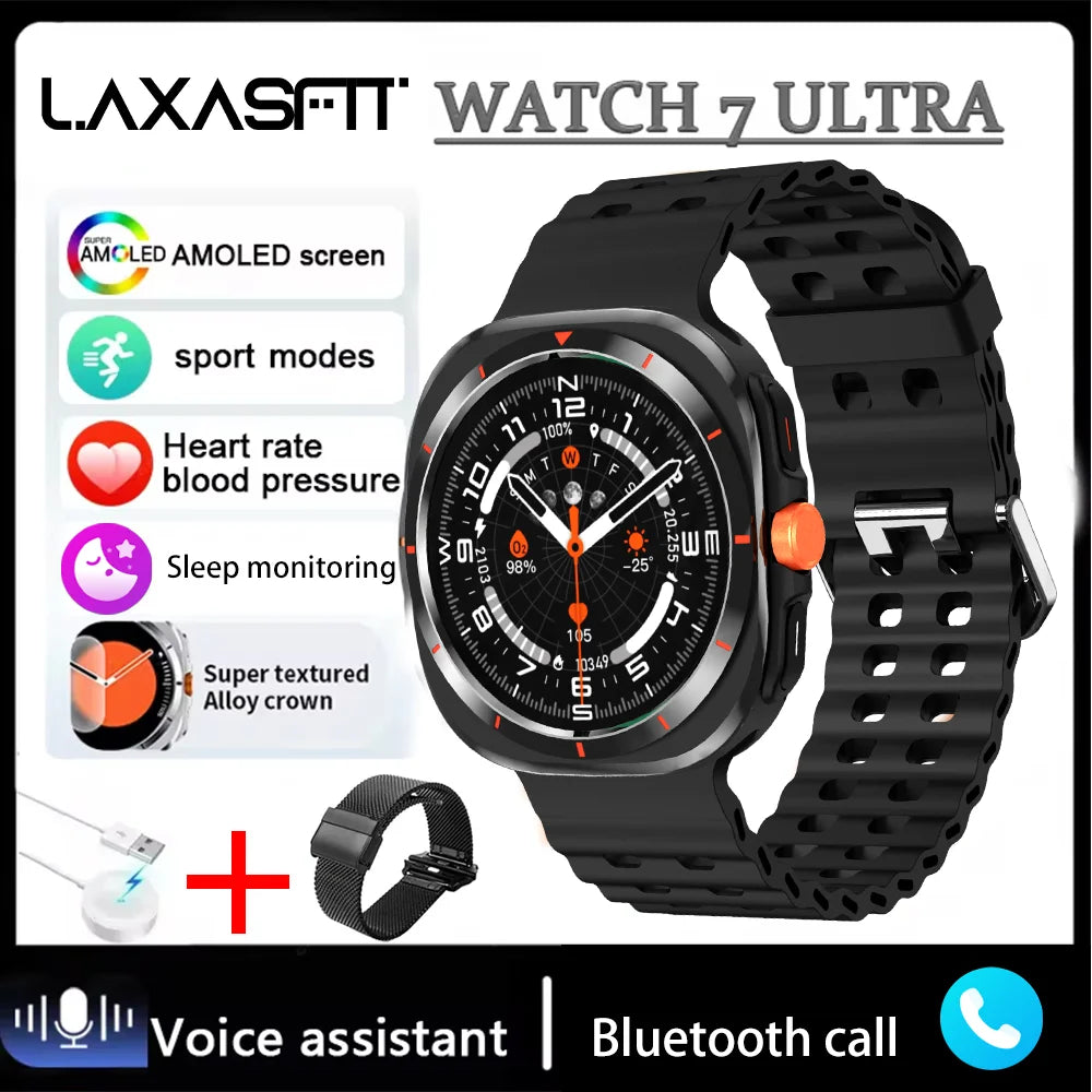 LAXASFIT Watch 7 Ultra Smartwatch Bluetooth Talk HD AMOLED Screen Fitness Tracker Health Monitoring Smartwatch for Android IOS - Tasawoq