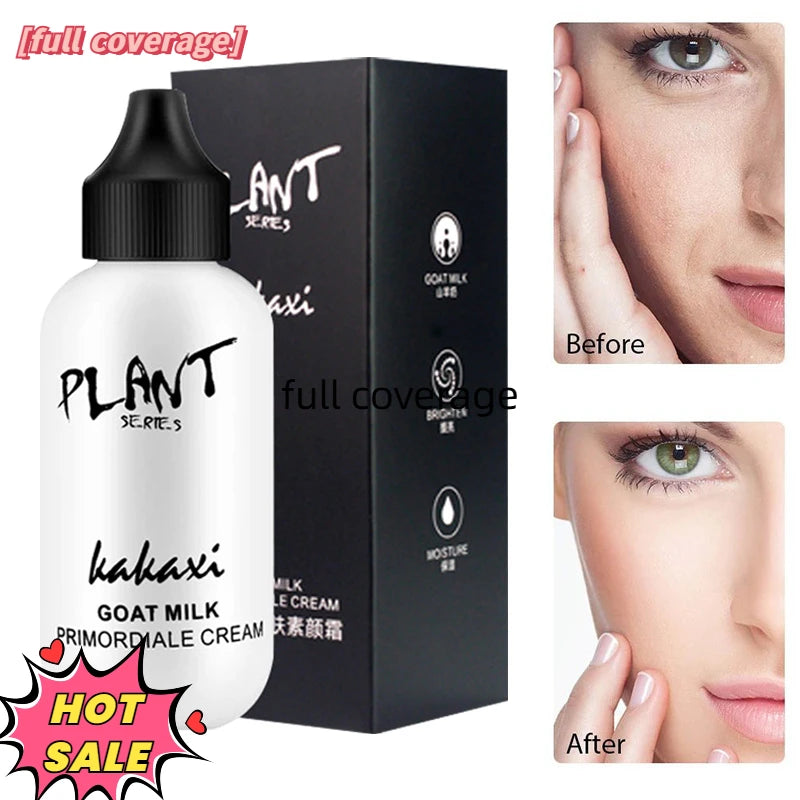 Waterproof Foundations Makeup Full Coverage Lasting High Coverage Goat Milk Liquid Cover Acne Female Korean Makeup Base Female - Tasawoq