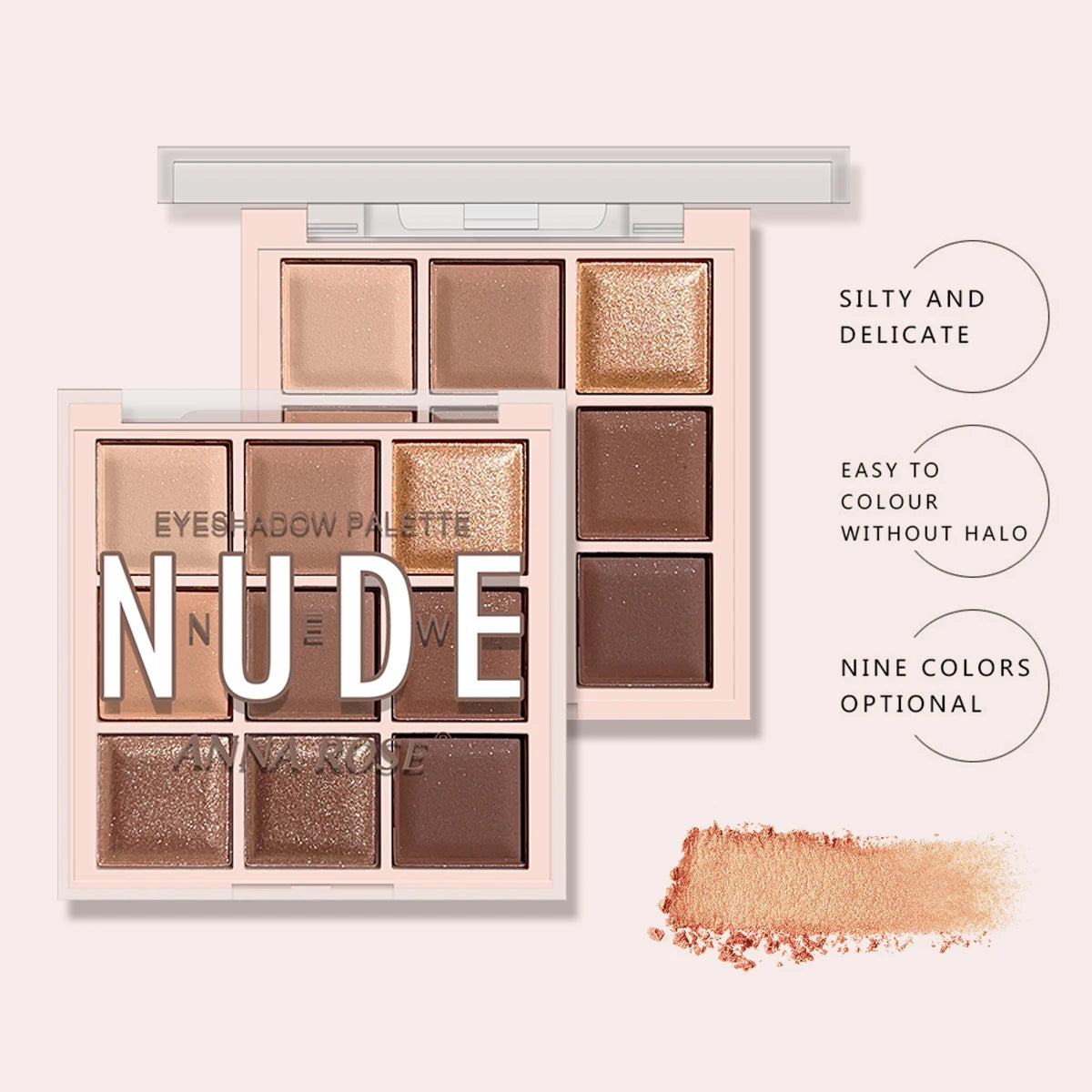 9-Color Eyeshadow Palette with Fine Glitter, Shimmer, Matte, Milk Tea Shades; Mini, Daily Use, Student-Friendly Makeup - Tasawoq