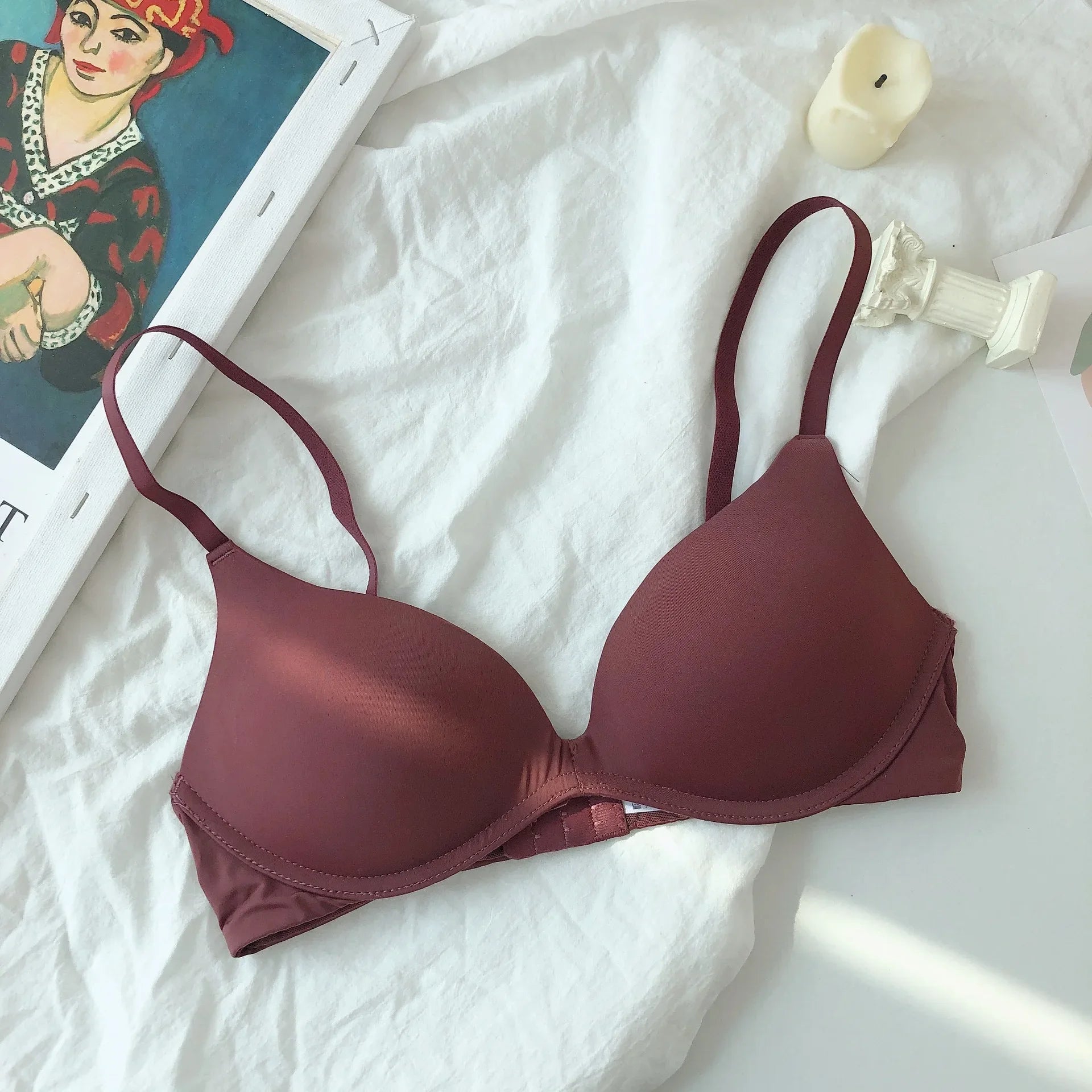 Backless Bras for Women Seamless Underwear Sexy Lingerie 3/4 Cup Bralette Top Wireless Brassiere Intimates Comfort T Shirt Bra - Tasawoq