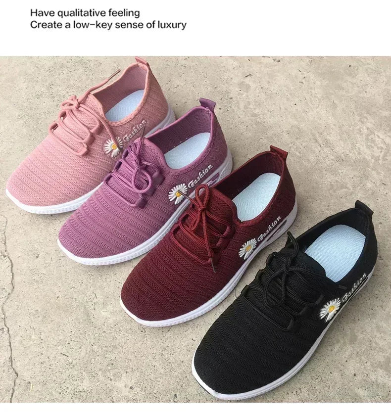 women's light running shoes Adult sneakers,net shoes, comfortable soft soled sneakers, women's breathable casual single shoes - Tasawoq