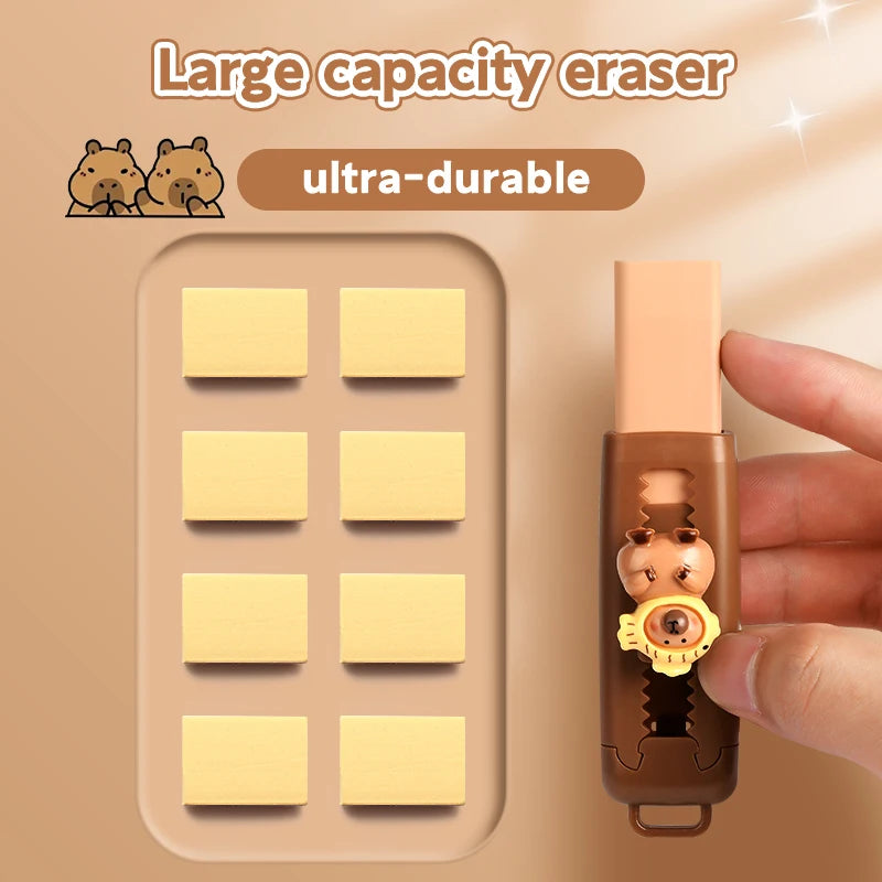 Kawaii Capybara Retractable Rubber Eraser Random Color Cute Korean Stationery School Office Supplies For Back To School