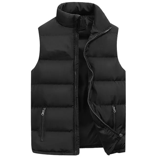 Mens Vest Jacket Warm Sleeveless Jackets Winter Waterproof Zipper Coat Autumn Stand-up Collar Casual Waistcoat Brand Clothing - Tasawoq