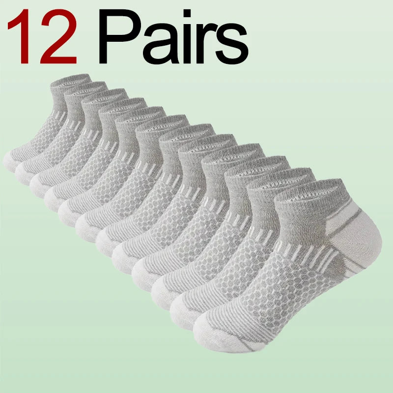 6/12 Pairs for Both Men Women Suitable Sports Low Top Socks Sweat Absorbing Breathable Thin Odor Proof Running Leisure Socks - Tasawoq