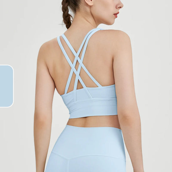 New Summer Sexy Sports Bras Women Fitness Vest Sports Top Cross Back Yoga Bra Running Fitness Breathable Shockproof Yoga Bra - Tasawoq