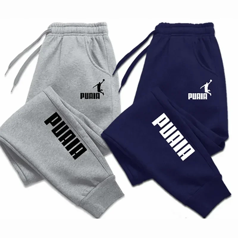 PUAIA Print Men's Pants Autumn/Winter New Sport Jogging Trousers Fitness Loose Fit Clothing Solid Color Outfit Streetwear Pants - Tasawoq