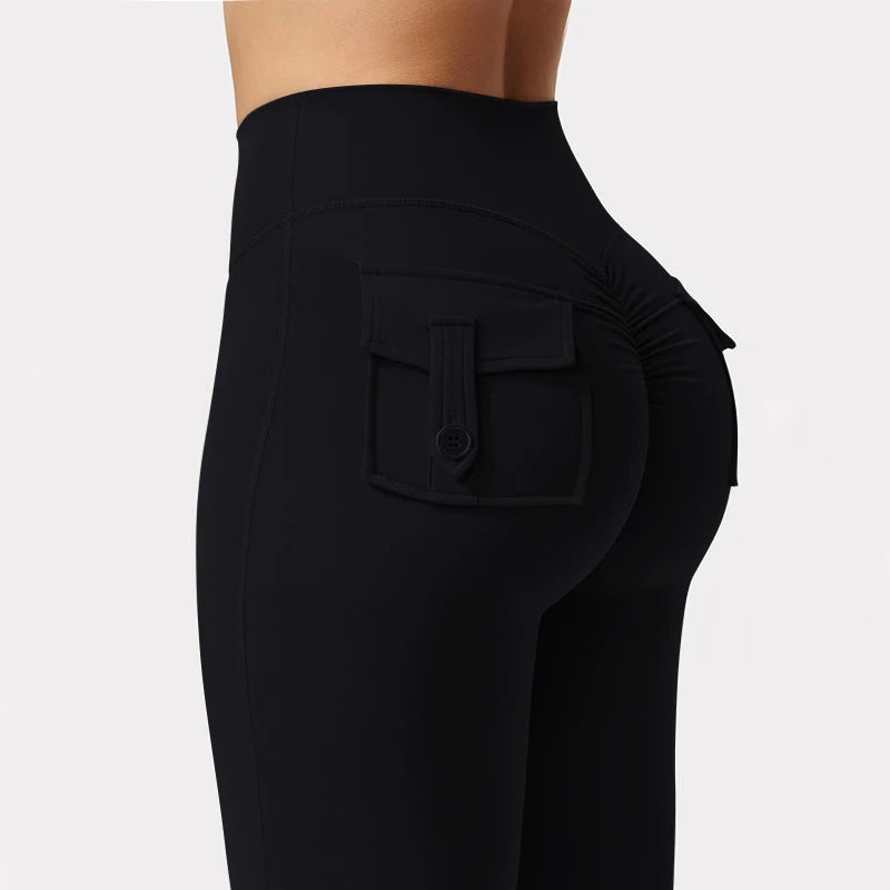 2024 Newest Women Wide Leg High Stretch Yoga Leggings Naked Feeling Compression Fitness Workwear with pockets Yoga Pant ﻿ - Tasawoq