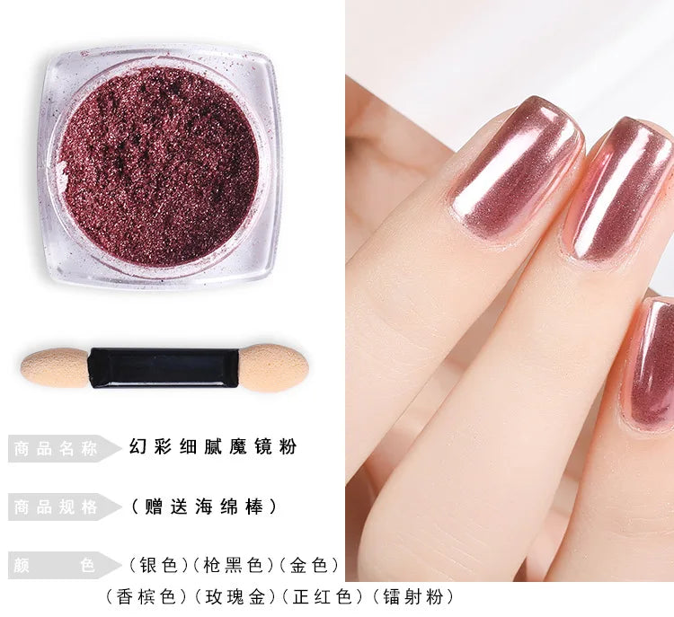 Nail Art Mirror Glitter Powder Rose Gold Silver Metallic Effect Nail Glitters For Nails UV Gel Polish Nails Chrome Pigment Decor - Tasawoq