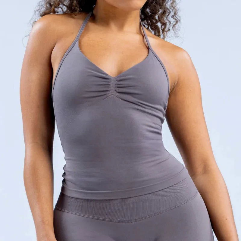 NCLAGEN Impact Longline Strappy Top Sports Yoga Vest Underwear Women's Fitness Top Gym Beautiful Back Bra Running Workout Halter - Tasawoq