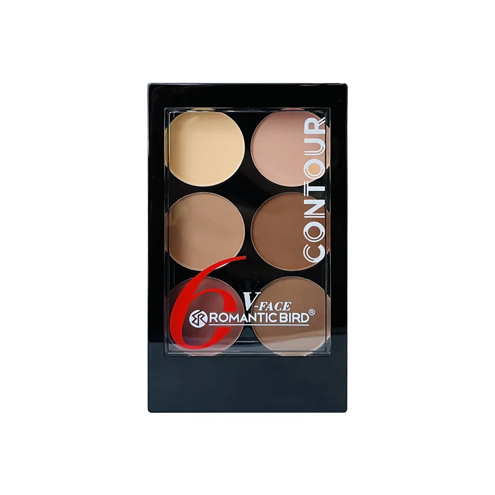 6 Colors Highlight Contouring Powder Palette Face Shadow Contouring Powder Makeup Palette With Brush Face Bronzer Color Correcti - Tasawoq