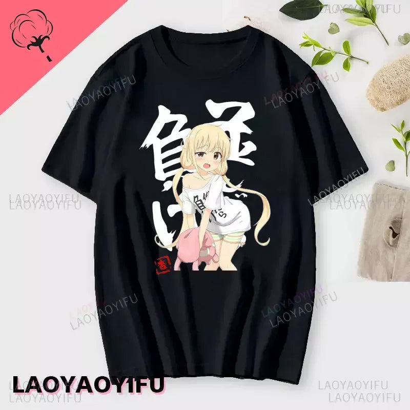 If You Work You Lose - Anzu Futaba Version T-Shirt 2024 New Kawaii Anime Cotton T-shirt Tees for Men Funny cartoon Otaku Tshirt - Tasawoq