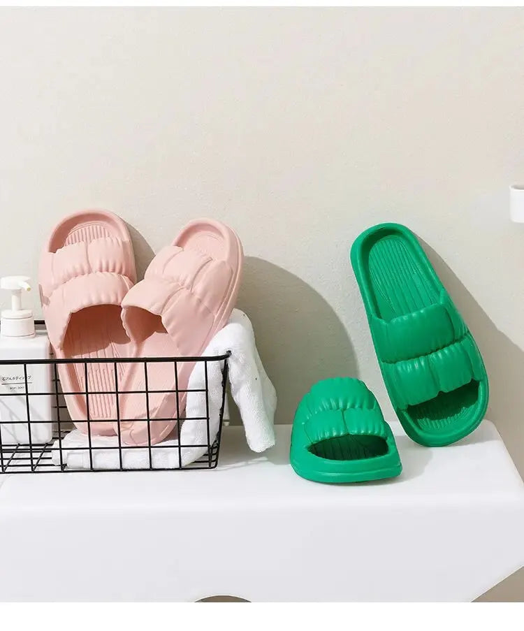 Soft Bottom Slippers for Women Home Bathroom Home Bath Non-slip Couple Summer Sandals for Men Summer Wear Comfortable - Tasawoq