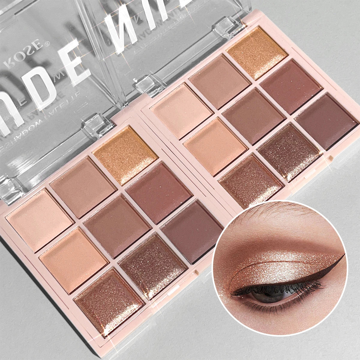 9-Color Eyeshadow Palette with Fine Glitter, Shimmer, Matte, Milk Tea Shades; Mini, Daily Use, Student-Friendly Makeup - Tasawoq