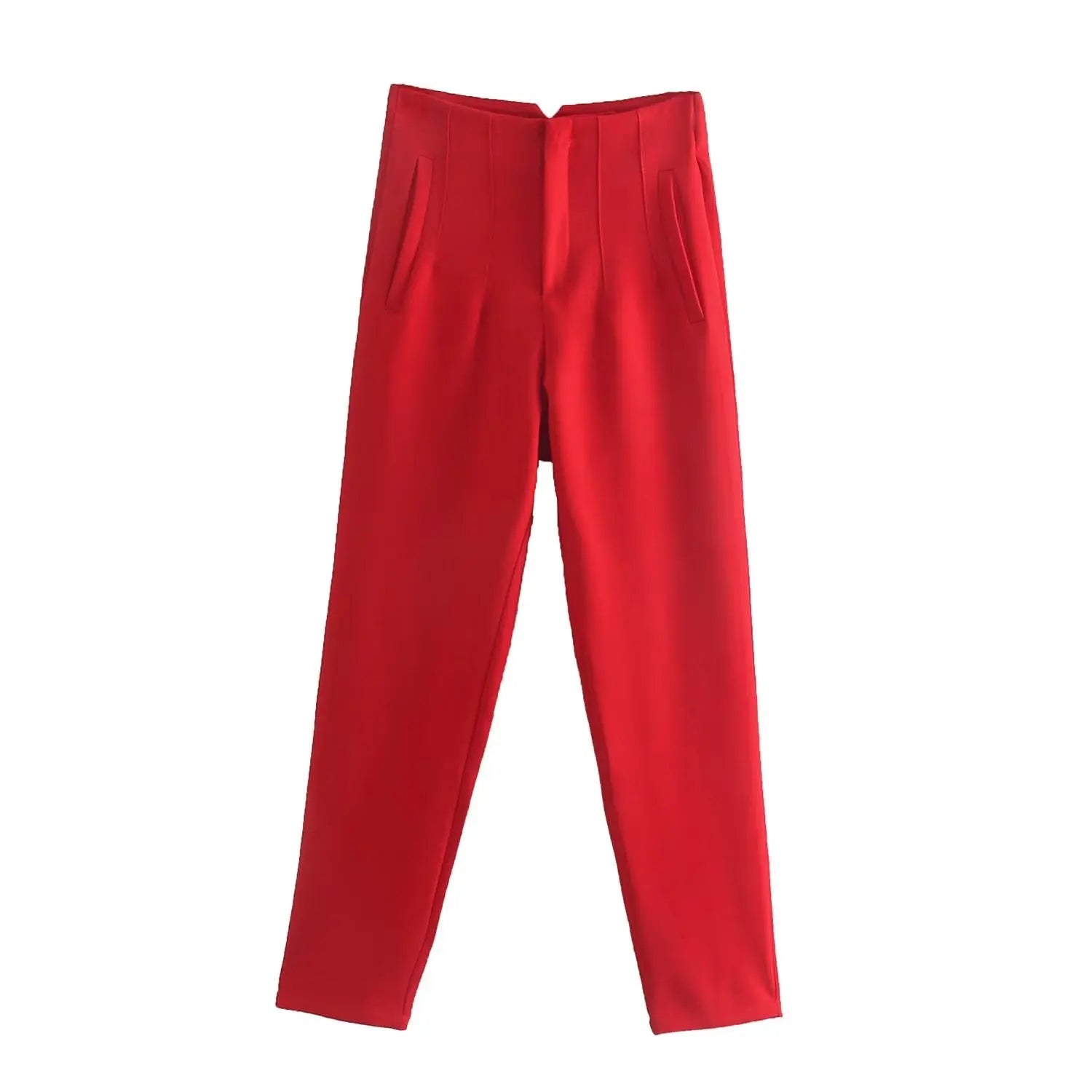 Willshela Women Fashion Straight Pants High Waist Front Zipper Trousers Vintage Full Length Female Chic Lady - Tasawoq