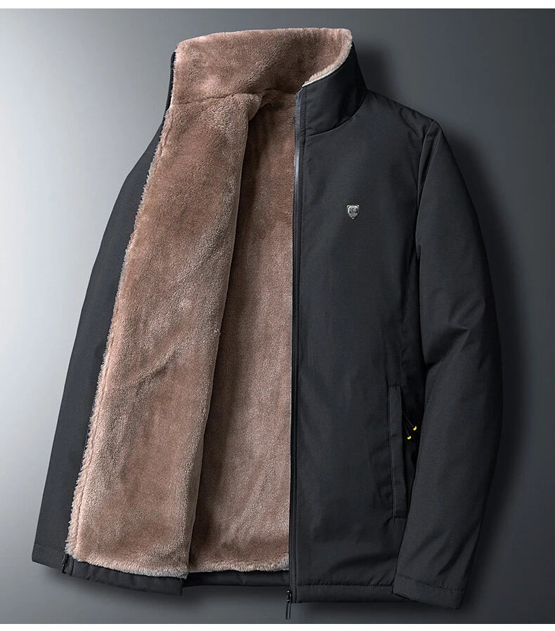 Men 2024 Winter Windproof Warm Thick Fleece Jacket Men Fashion Casual Coat Men Autumn Brand Outwear Outdoor Classic Jacket Men - Tasawoq