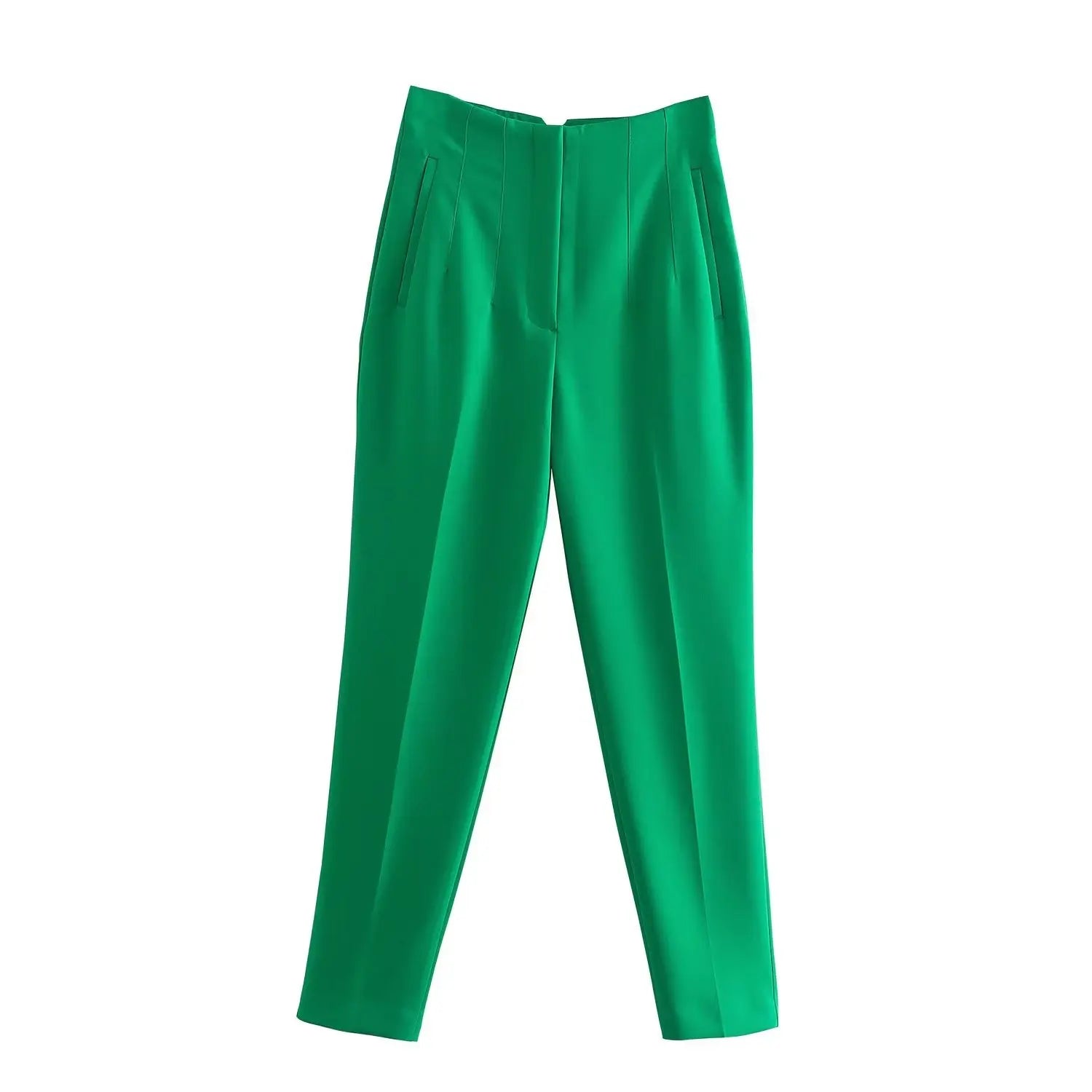 Willshela Women Fashion Straight Pants High Waist Front Zipper Trousers Vintage Full Length Female Chic Lady - Tasawoq