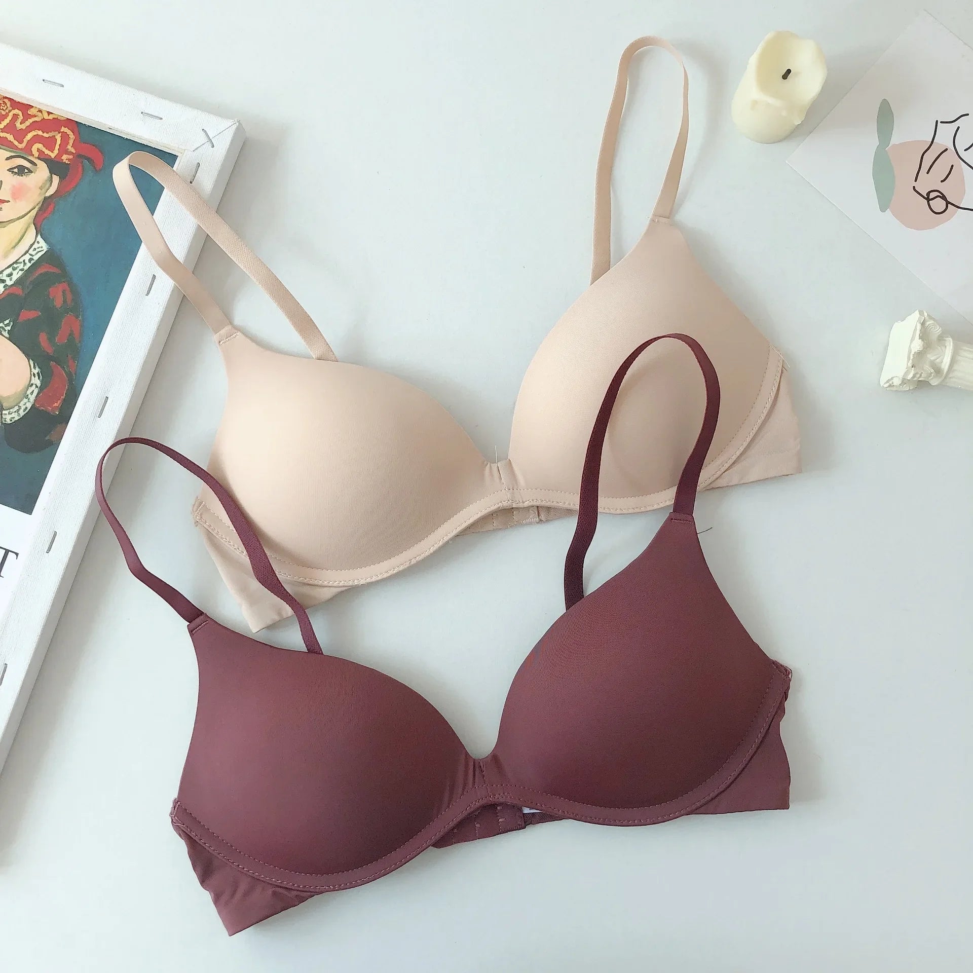 Backless Bras for Women Seamless Underwear Sexy Lingerie 3/4 Cup Bralette Top Wireless Brassiere Intimates Comfort T Shirt Bra - Tasawoq