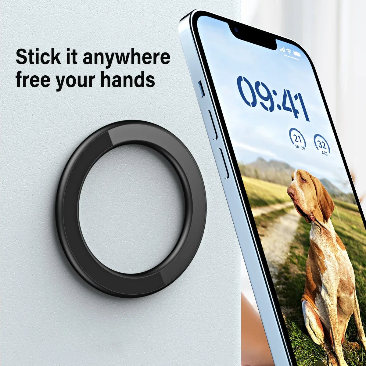 Magnetic Ring Holder For iPhone 15 14 13 12 Pro/Plus Wall Mobile Phone Magnet Stand in Car Cell Phone Metal Bracket Magnet Mount