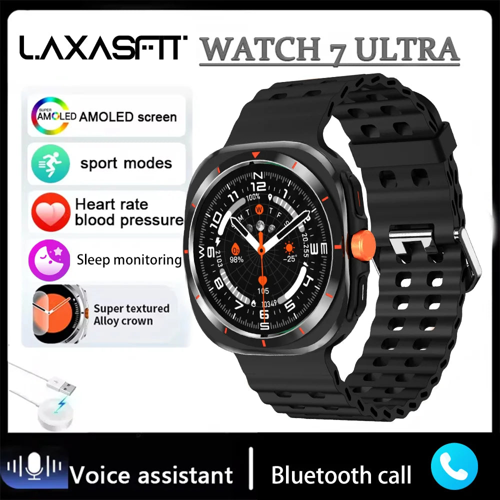 LAXASFIT Watch 7 Ultra Smartwatch Bluetooth Talk HD AMOLED Screen Fitness Tracker Health Monitoring Smartwatch for Android IOS - Tasawoq