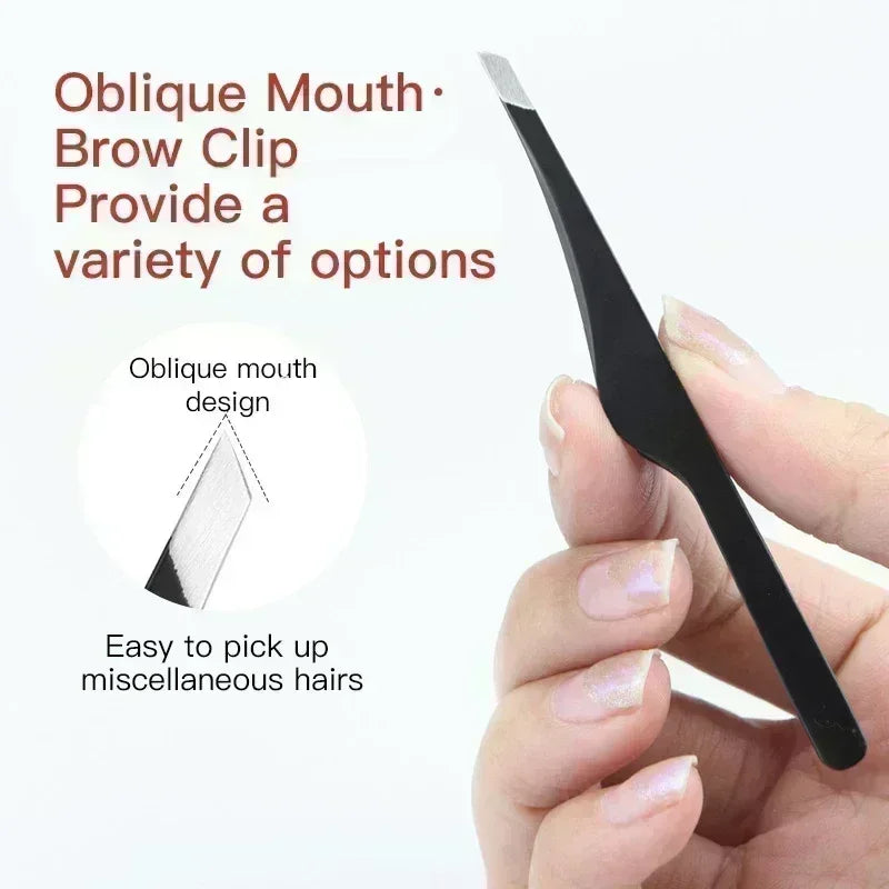 Hair Removal Tweezers Stainless Steel Eyebrow Tweezers Slant Tip Point Tip Flat Tip Rose Gold Silver Black Cosmetic Makeup Tools - Tasawoq
