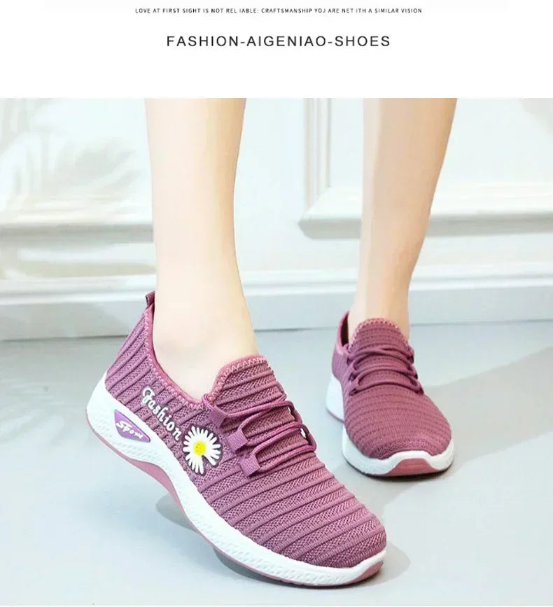 Adult sneakers, women's light running shoes, net shoes, comfortable soft soled sneakers, women's breathable casual single shoes - Tasawoq