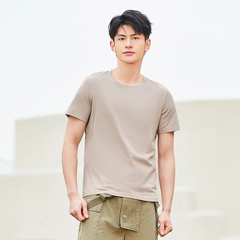 Semir Summer Cotton T Shirts Men 2025 Simple O Neck Stretch Solid New Tops Clothing Casual Tshirt Man Streetwear Cool Tee Shirts