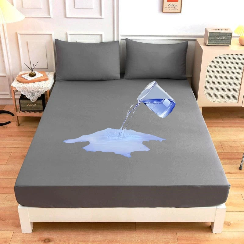 Kuup Safe Waterproof Mattress Protector Soft Comfortable Breathable Solid Color Fitted Bedding Cover No Pillowcases Included - Tasawoq