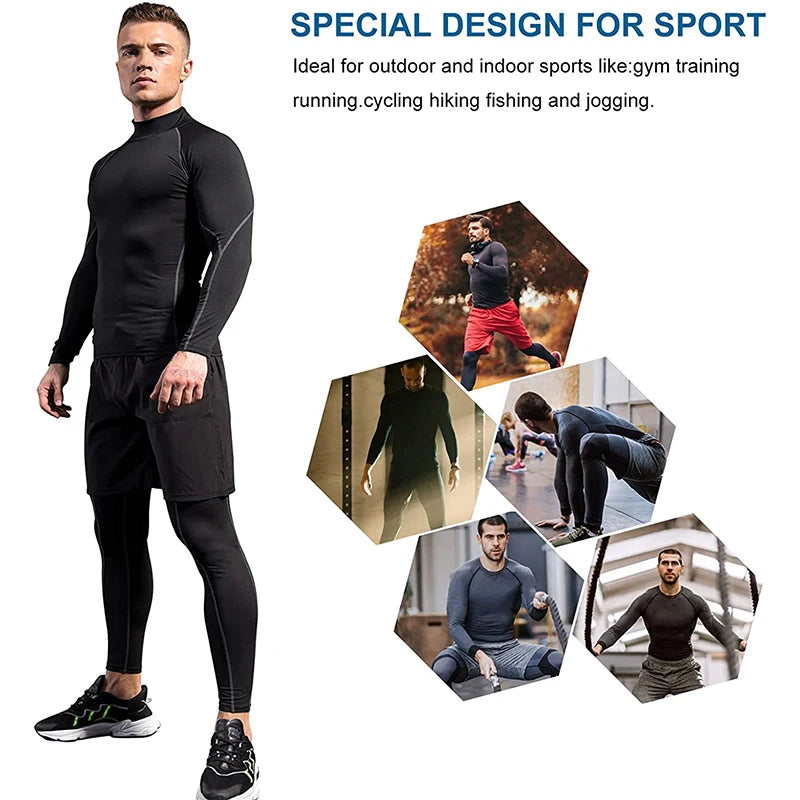 Men Sport T-shirt Quick Dry Bodybuilding Running Shirt Long Sleeve Compression Top Gym T Shirt Men Fitness Tight Rashgard - Tasawoq