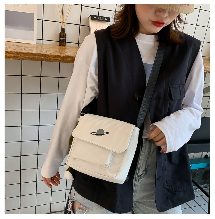 Casual Collage Student Messenger Bag Women Small Bag Canvas Shoulder Bag For Women Print Crossbody Bags Bolsas Sac - Tasawoq