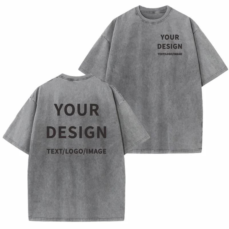 100% Cotton T-shirt Custom Logo Street Trend Short Sleeve T-shirt Embroidery Design European American Size Tops Printing Pattern