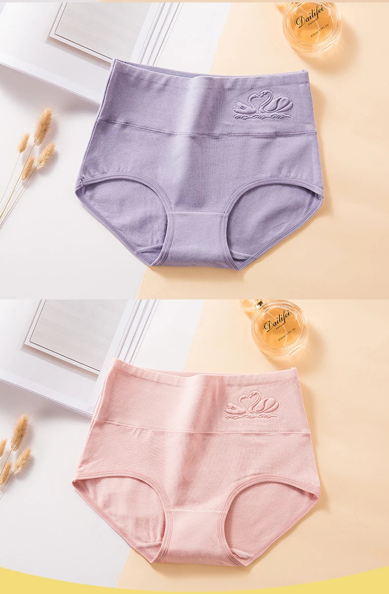 4PCS High Waist Cotton Panties Women Body Shaper Underwear Plus Size M-5XL Fashion Girls Briefs Seamless Sexy Female Lingerie - Tasawoq