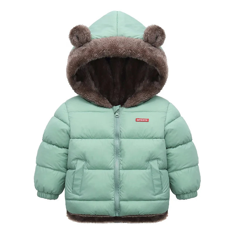 Baby Boys Girls Jacket Hooded Cotton Outerwear Children's Thick Fleece Coat Cashmere Padded Jackets Winter Boys Girls Warm Coats - Tasawoq