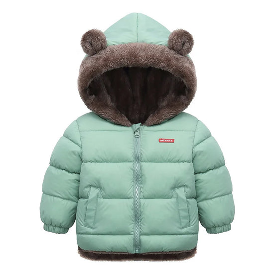 Baby Boys Girls Jacket Hooded Cotton Outerwear Children's Thick Fleece Coat Cashmere Padded Jackets Winter Boys Girls Warm Coats - Tasawoq