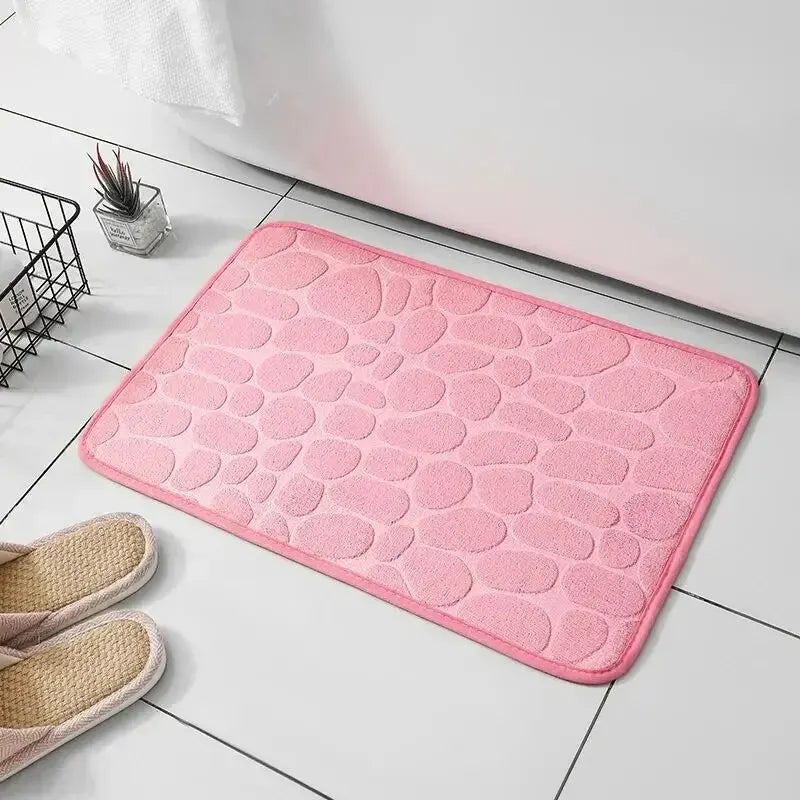 1pc embossed fiber carpet, bathroom living room anti slip mat, pebble floor mat, household items - Tasawoq