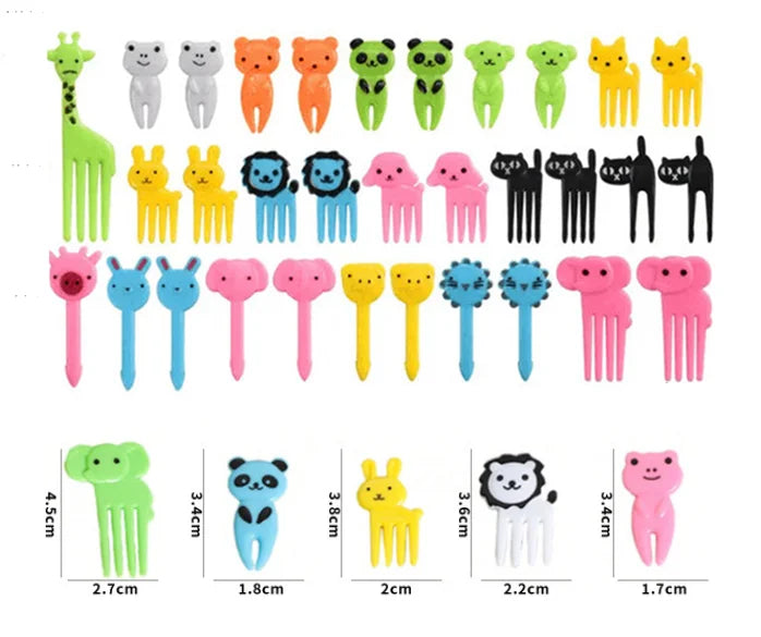 40 pcs Animal Fruit Food Picks, Bento Box Picks, Mini Cartoon Animal Food Toothpicks, Lunch Bento Forks Picks for Kids